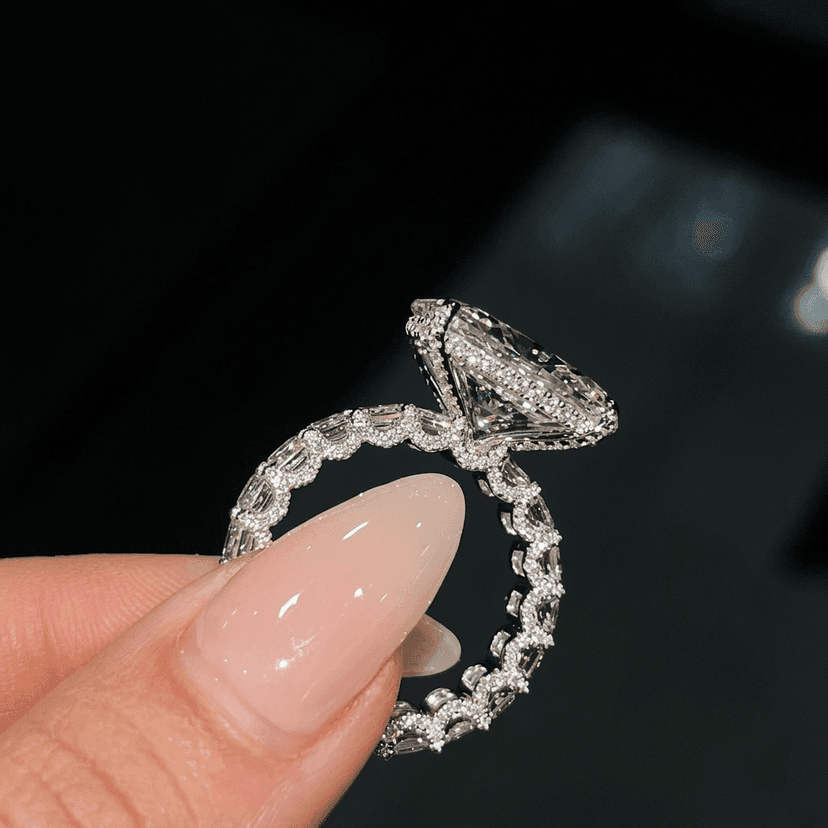 Cushion Cut Pavé Diamond Ring